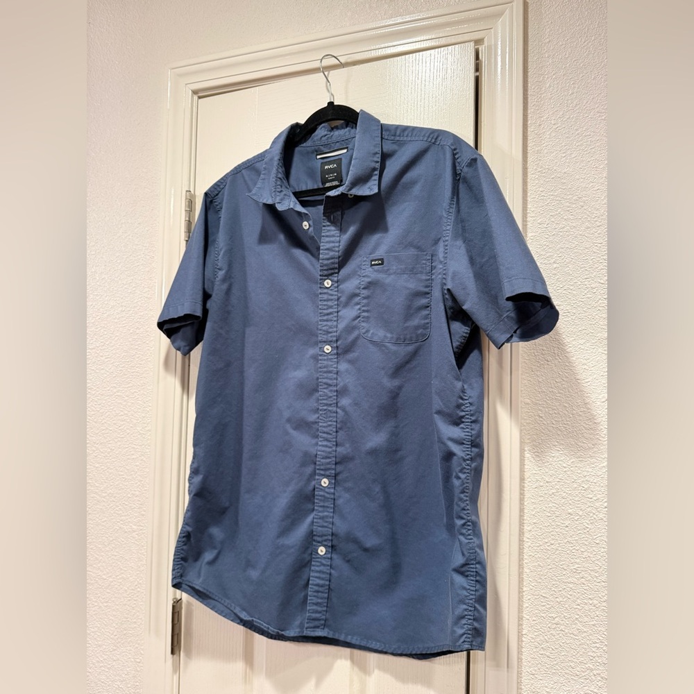 RVCA Men's Casual Navy Button Down Shirt Size XL - Picture 2 of 6